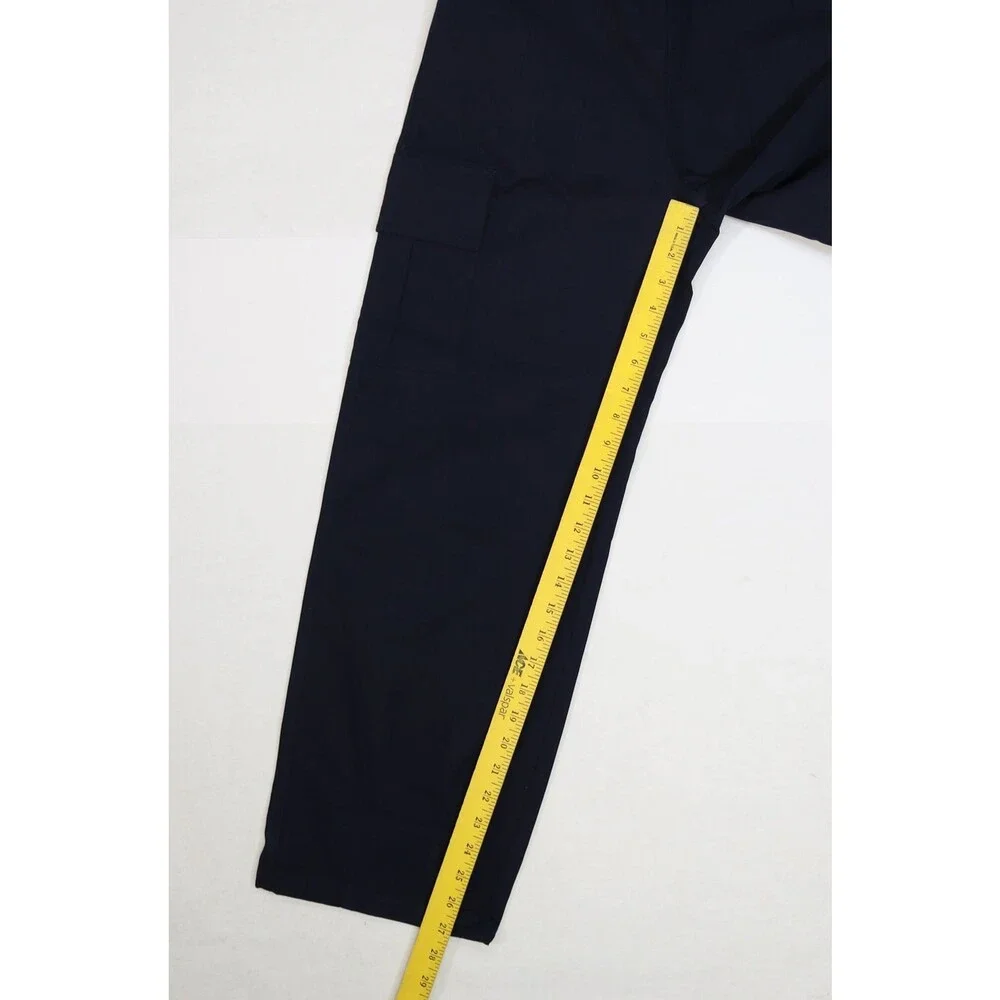 Rolanko Cargo Pants Mens 33x30 Navy Blue Elastic Waist Cotton Workwear Pockets - Picture 3 of 9